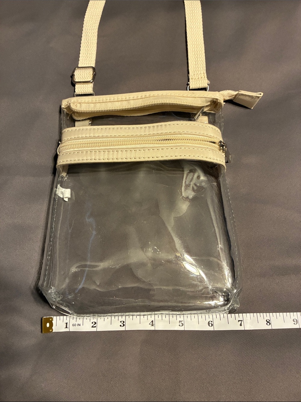 Clear Crossbody Bag with Cream Trim - Unbranded - Picture 5 of 6